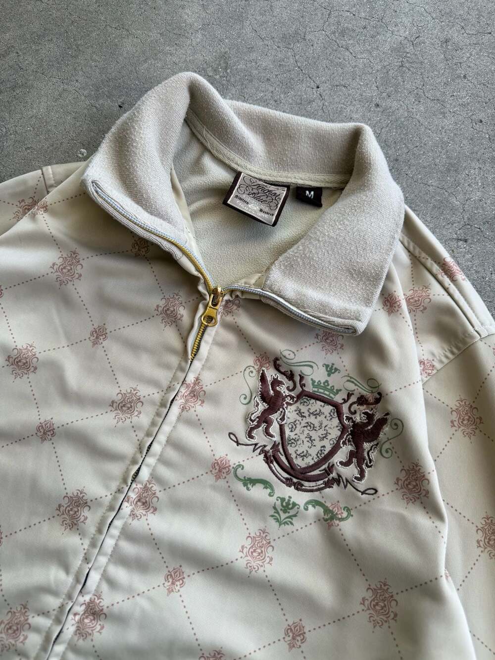 Vintage Y2K Anchor Blue 00s Embroidered Monogram Aop Jacket - New Zealand
